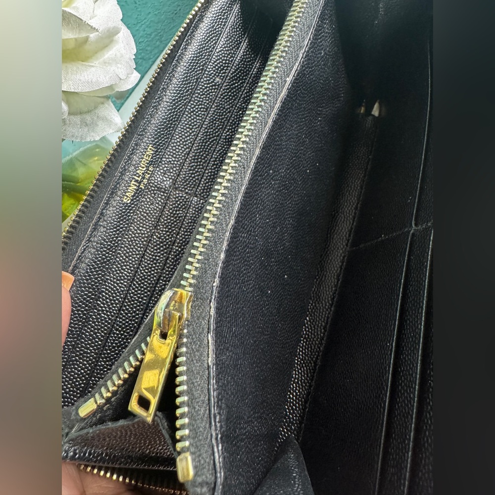 YSL Black Quilted Zip Wallet - Picture 5 of 16